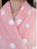 Polka Dots Print Flannel House Robe W/ Pockets